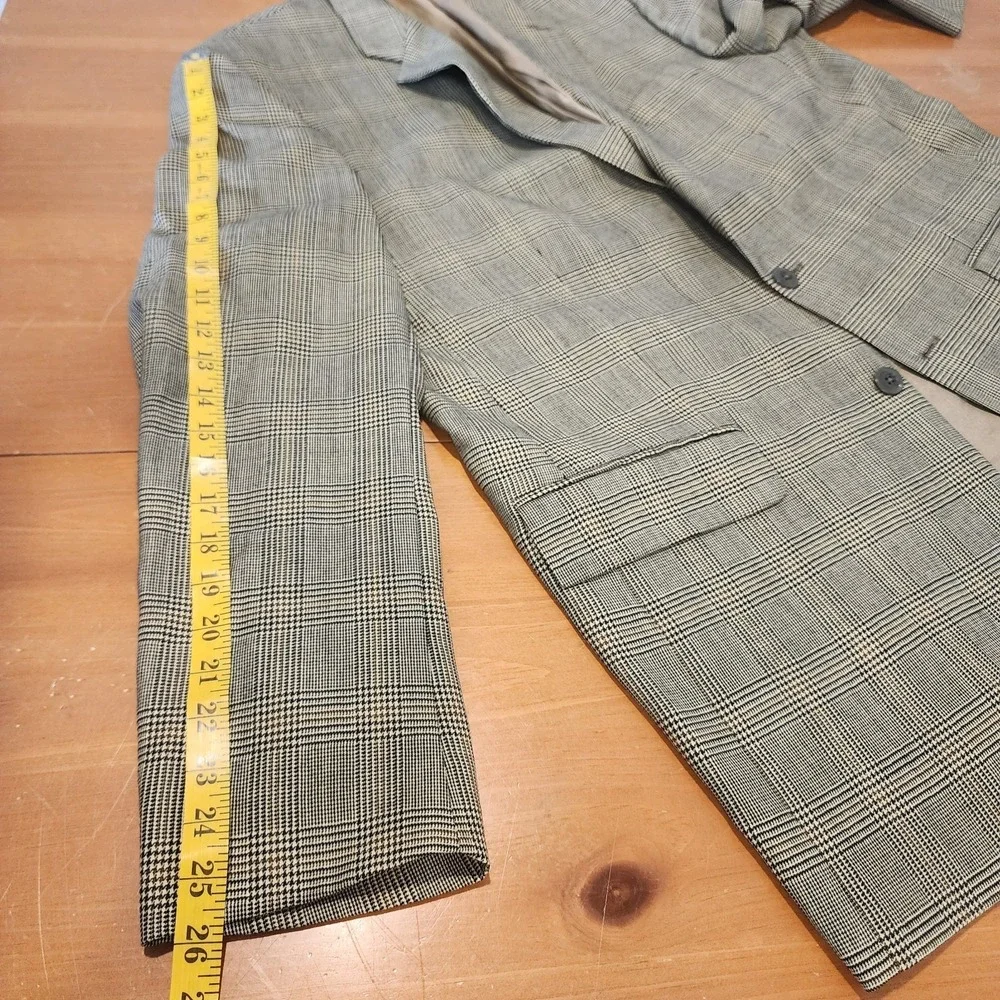 Chaps Ralph Lauren‎ Glen Plaid Blazer Sport Coat Mens 44T Brown Wool Old Career
